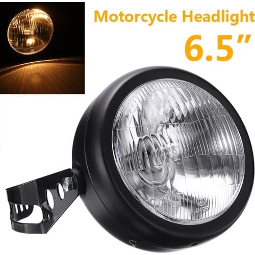 1pc 6.5" 12V Chrome Plating Motorcycle Headlight Fog Light Hi/Lo Headlamp Fog + Bracket For Cafe Racers Cruisers Accessories