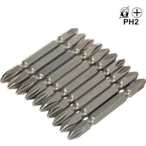 10pcs/set Phillips Screwdriver Bits 1/4''/6.35mm PH2 Chrome Vanadium Steel 65/100mm Double Ended Power Driver Bits