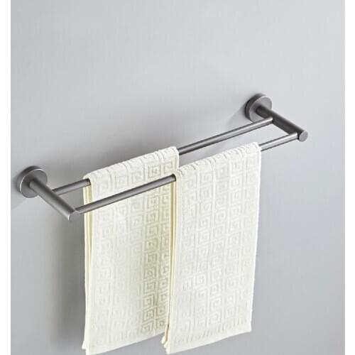 2 Layers towel bar kitchen bath towel holder bathroom hanger Rack 50CM Wall Mounted Shower Bar Double Pole