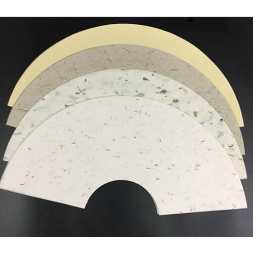 20 Sheets Yunlong Leather Half-Ripe Xuan Paper Fan-Style Chinese Calligraphy Rice Paper with Flowers and Plants Pattern 29*66cm