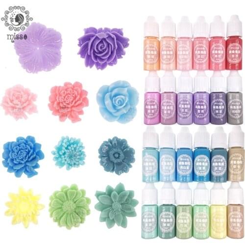 24 Color Epoxy Resin Pigment Kit Liquid Epoxy Resin Mould for DIY Crafts Liquid Colorant Dye Resin Jewelry Making