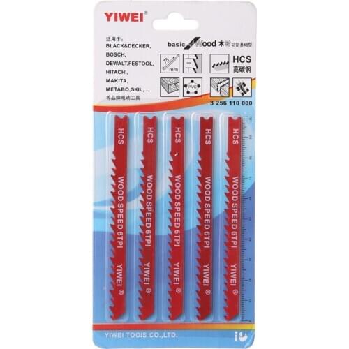 5pcs Durable U-shank High Carbon Steel 6 TPI Reciprocating Saw Blade Cutter For Wood Jig Cutting L4MB