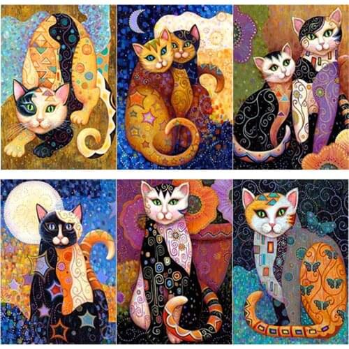 New 5D DIY Diamond Painting Cat Diamond Embroidery Animal Cross Stitch Full Square Round Drill Home Landscape Decor Crafts Gift