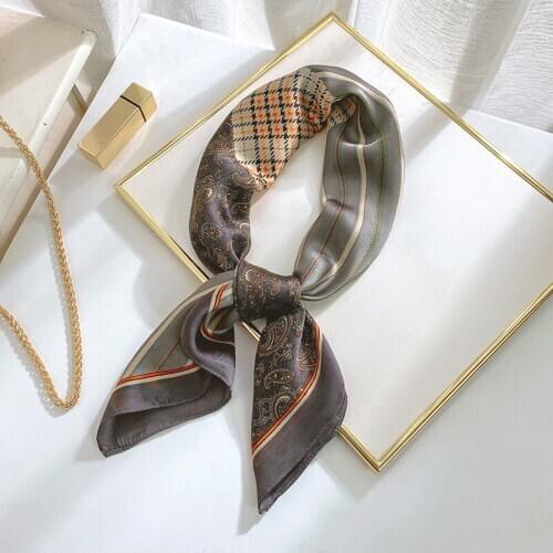 Aurdolf 2020 new scarf women printed silk square foulard ladys neck hair scarf novelty design plaid kerchief girl hair scarves