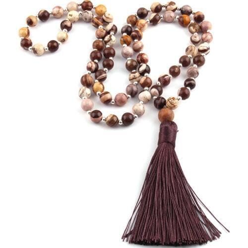 Free Shipping Fashion Natural Semi Precious Stones Bohemian Tribal Jewelry Women Ethnic Tassel Necklace