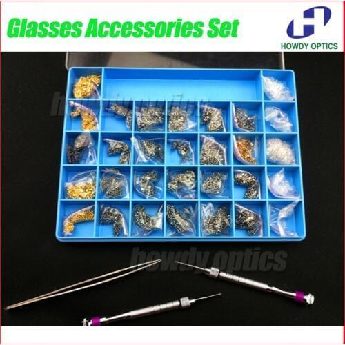 Free Shipping Glasses Accessories Set Spectacle Spare Parts &Accessories Sunglasses Screw Hinge Screw Double Rubber Stopper Set