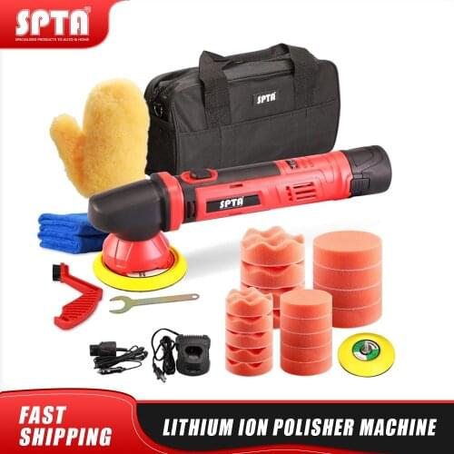 SPTA 12V Cordless Car Polisher With Lithium Battery Polishing Machine Wireless Portable Multifunctional Polisher