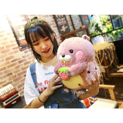 Large 30cm pink marmot plush toy hug strawberry marmot soft doll pillow toy Christmas gift b1960