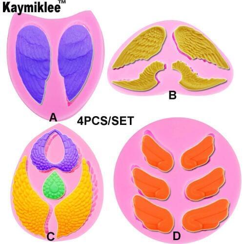 C203 4PCS/SET Angel Wings Silicone Mold Cake Decoration Sugarcraft Candy Fondant DIY Resin Decorative Craft Jewelry Making
