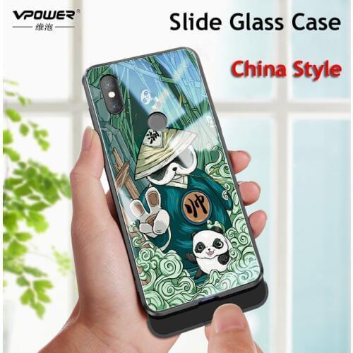 For Xiaomi mi Mix 3 case slide glass painted cover China Style tempered shockproof Phone case for xiaomi mi mix3 mix 3 shell