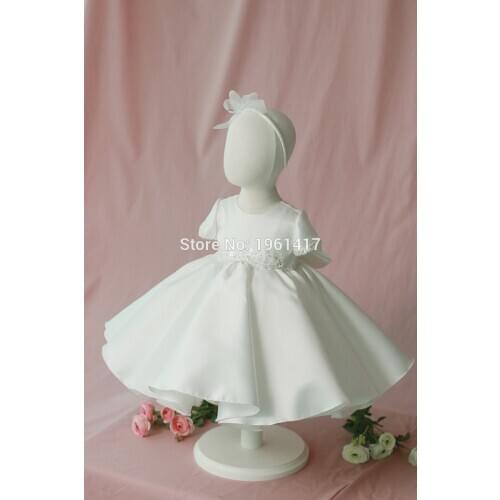 Baptism Dresses 1year Kids Ivory Princess Dress O-neck Ball Gown Kids Clothes Toddler Girl Children Costume AG0237