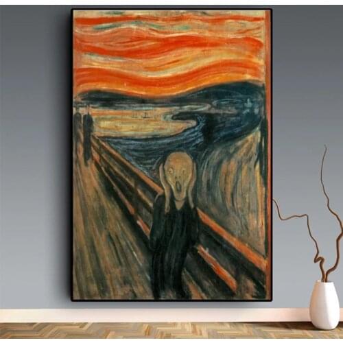 Edvard Munch The Scream Famous Canvas Paintings Abstract Classical Scream Poster and Print Wall Art Pictures Home Decor Cuadros