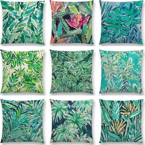 Hot Sale Watercolor Tropical Jungle Greenery Leaf Cactus Pineapple Prints Beautiful Nature Cushion Home Decor Sofa Throw Pillow