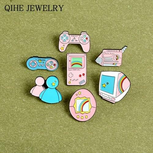Computer Game machine Handheld game console Digital video recorder Group icon Brooches and Soft Enamel Pins Badges for Women Men