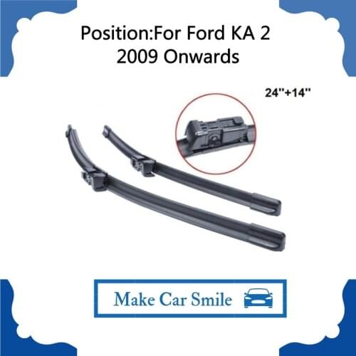 For Ford KA 2 2009 Onwards 24''+14'' high quality Windscreen Natural Rubber Car Accessories