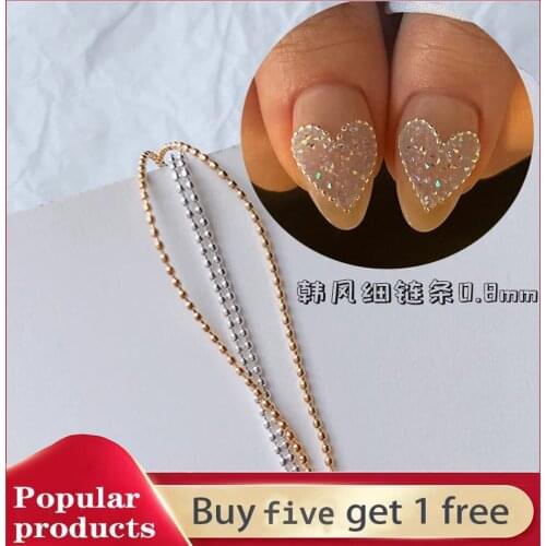 0.8mm/40cm Nail Chain Rose Gold Silver nail metal chain Decorations Accessory Metal Steel Ball Chain Nail Art Jewelry