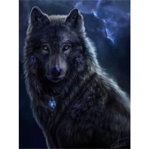 Wolf Night Moon DIY Cross Stitch Embroidery 11CT Kits Needlework Craft Set Cotton Thread Printed Canvas Home Design