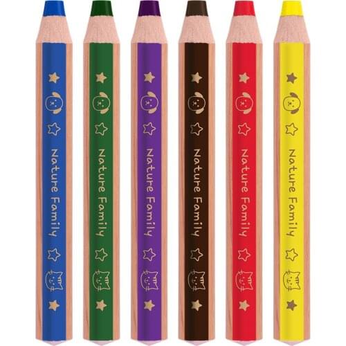 Deli six/12pcs color pencil thick rod student drawing pencil set stationery children crayon pencils school office art supplies