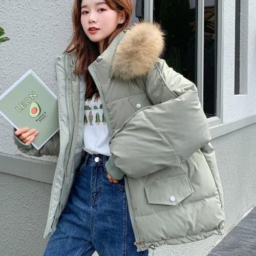 2021 New Women Winter Jacket Warm Loose Hooded Parka Coat Fashion Plus Size Female Fashion Sweet Cool Cotton Padded Outwear A026