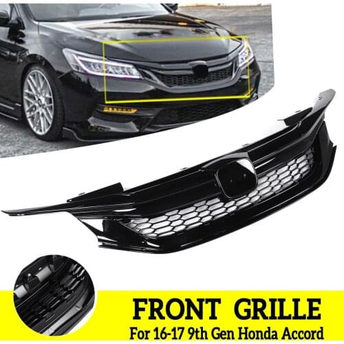 Front Grille Front Bumper Hood High Quality ABS Car Styling Grille Replacement For Honda Accord 16-17 9th Gen Auto Accessories