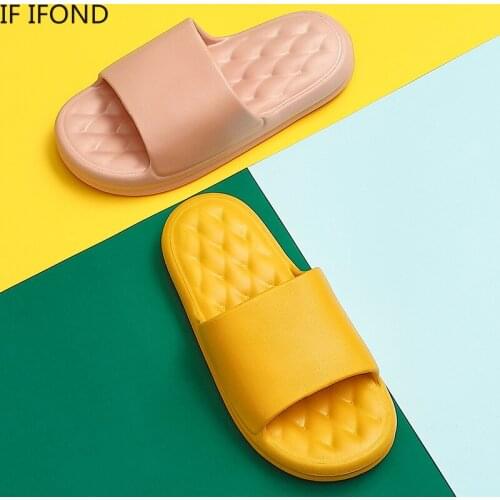 IF IFOND New Slippers Summer Proof Home Slippers Men Soft Indoor Couple Family Stripe Flat Bathroom Bath Sandal Slippers Women