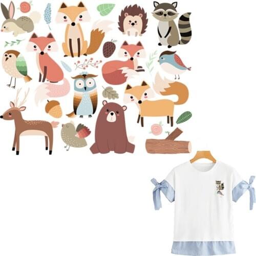 Cute Deer Rabbit Patterns For Clothing Baby Clothes Iron On Stickers Heat Transfer Fashion Diy Accessory Iron On Patches