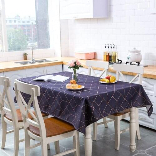 Nordic style geometric PVC table cloth cotton linen waterproof table cloth encrypted linen table tablecloth
