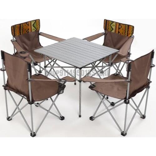 Folding Table And Chair Outdoor Portable Light Picnic Table And Chair Self Driving Tour Aluminum Alloy Barbecue Field Camping Ca