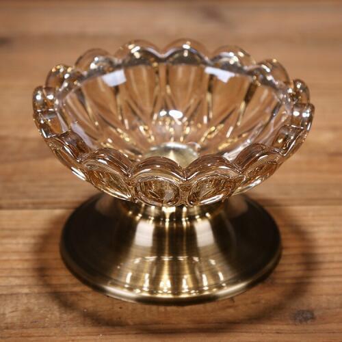 Glass Lotus Ashtray Decorative Metal Tobacco Ash Holder Smoking Gadget Craft Embellishment Accessories for Home, Office and Bar