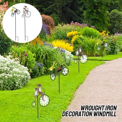 Vintage Bicycle Metal Wind Spinner Animal Bike Windmill Metal Stake Frog Riding Motorcycle For Home Garden Decoration Stakes