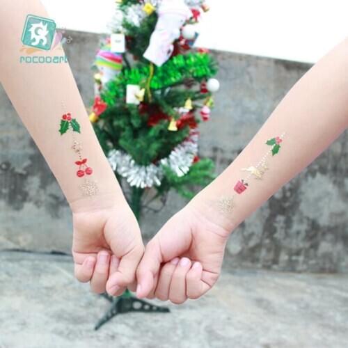 Waterproof temporary tattoos sticker face kids fake children body art deer Bows bells Christmas nail joker stickers T1864