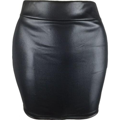 Womens Short Skirt Faux Leather Matt High Waist Hip Knee Length Comfortable