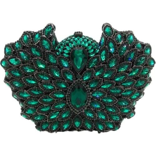 Lady Colorful Crystal Evening Bag Green Clutch Bags Fashion Red Diamond Wedding Bridal Purse Rhinestone Handbag Clutches Bags