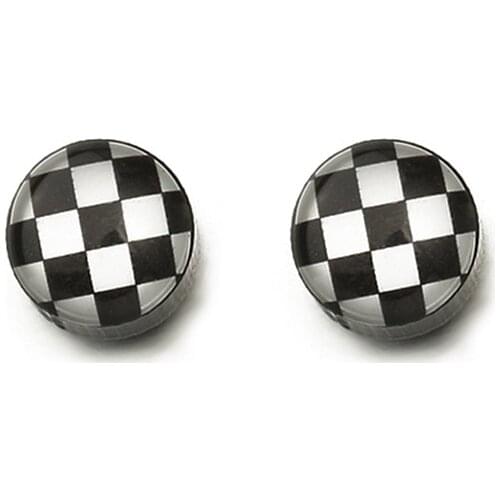 2020 New Fashion Womens Design Black and White Checkerboard Stud Earrings Handmade Glass Dome Earring Studs Gifts Jewelry