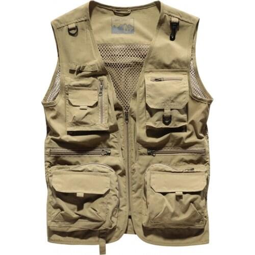 2021 Summer New Vest Men Mesh Breathable Outdoor Multi-pockest Quick Dry Fishing Photography Vest Male Sleeveless Waistcoat Men