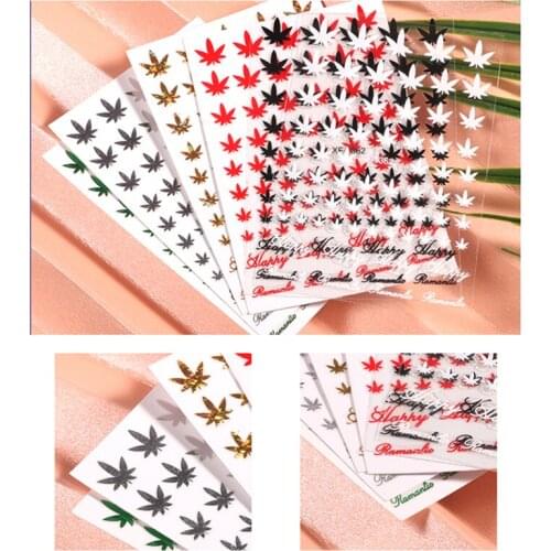 2 Colors Gothic Style Nail Stickers Retro Leaf Colorful Creative DIY Design Decoration 6 PCS/Set Nail Patch Manicure Tools