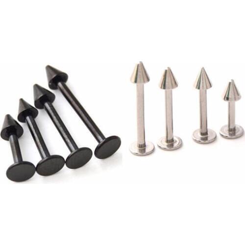 2Piece Free Shipping 16G Stainless Steel Black Ball Spike Lip Ring Labret Tragus Ear Body Piercing Jewelry