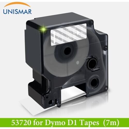 24mm Label Tape White on Clear Compatible Dymo D1 53720 Printer Ribbon Sticker 7m Length for Dymo Label Maker Typewriter 450D
