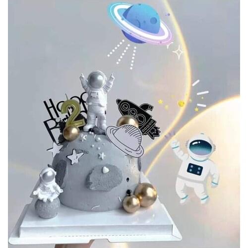 3pcs/Set Space Astronaut Boy Birthday Party Decorations Kids Cake Decorations Dessert Table Decor Baby Shower DIY Party Decor