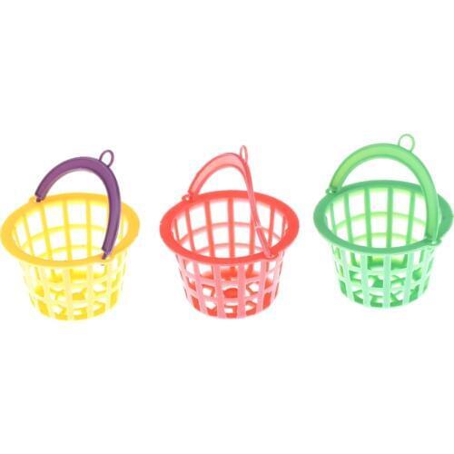 3Pcs/lot 4.2cm 4.2cm 1:12 Dollhouse Miniature Model Toy Accessories Plastic Trash Cans Basket Color Random