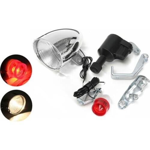 3W 6V Bicycle Bike Motorized Friction Generator Dynamo Head Tail Light Kit