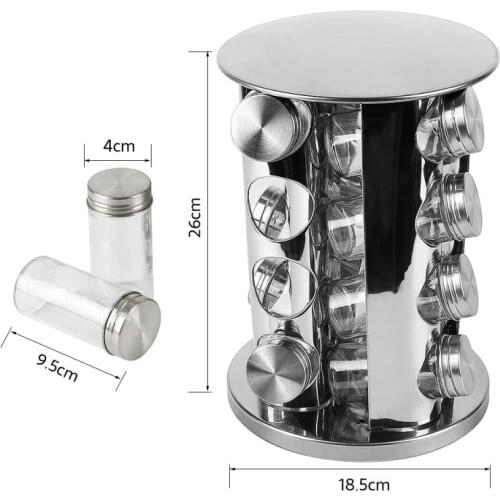 360 Rotating Spice Jar Rack 16 Pcs Condiment Set Kitchen Cruet Condiment Bottle Coffee Sugar Seal Jar Container Gravy Rack HWC