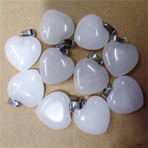 50Pcs 20x20x7mm Wholesale Natural Rose Quartz Love Heart Pendant Bead DIY Earrings Handmade Jewelry Accessories S687