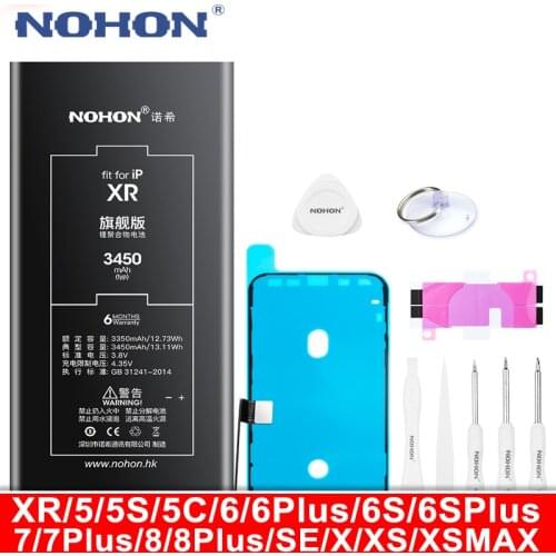NOHON Battery For iPhone XR X XS MAX SE2 8 7 6S 6 Plus SE 2020 5S 5C High Capactity Replacement Phone Bateria 6Plus 7Plus 8Plus