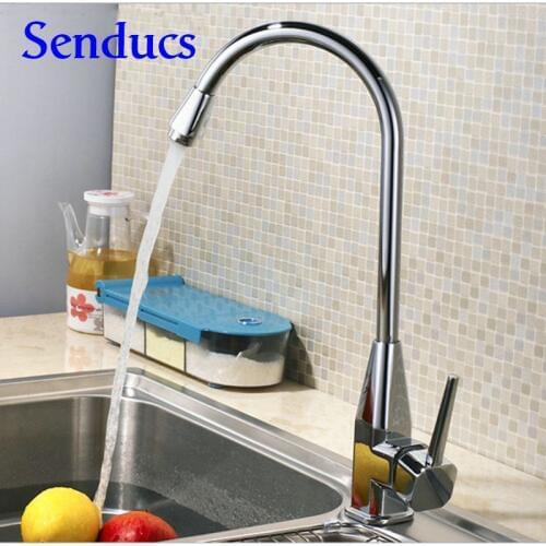 Free shipping Hot selling solid brass kitchen sink faucet with deck mounted kitchen faucet for hot cold chrome kitchen faucet
