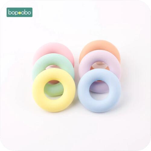Bopoobo 5PC Silicone Ring Teether Chewable BPA Free Safe And Natual Teething Accessories DIY Crafts Baby Crib Toy Baby Teether