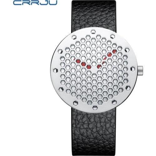 Top Luxury Brand Crrju Men Watches Mens Sports Quartz Clock Man Leather Army Military Wristwatch Relogio Masculino Gifts