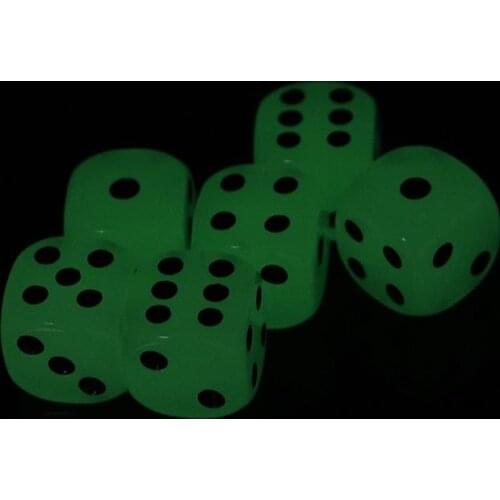 Fun Board Game Night Bar KTV Entertainment Game Dice Glow in the Dark Dice Cubes 6PCS 6 Side 16mm Night Light luminous Toy