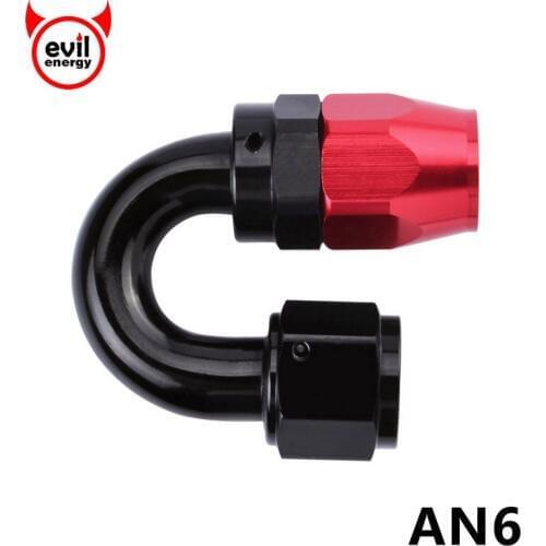 Evil energy Racing Auto Parts 6 AN AN-6 Anoized Aluminum 180 Degree Swivel Hose End Oil Fuel Fitting Black&Red