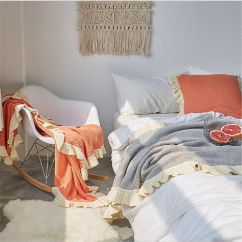 Hap-deer Lotus Leaf Knitting 130x160cm Cotton Bed Blankets for Beds Waffle Cotton Throw Blankets for Adults for Sofa